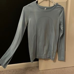 Lululemon swiftly tech long sleeve shirt. Size 4. Baby blue. Perfect condition